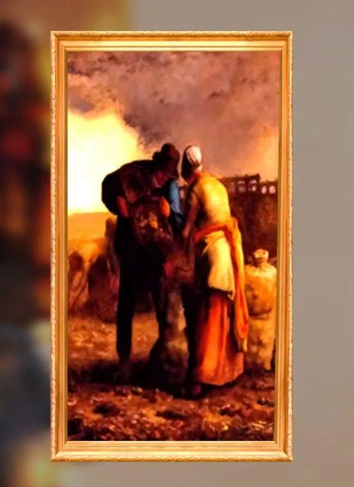 油画吃瓜看戏的人